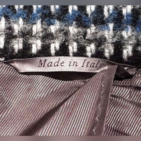 CANALI Wool Tweed Overcoat - Black/White/Blue - Picture 4 of 7